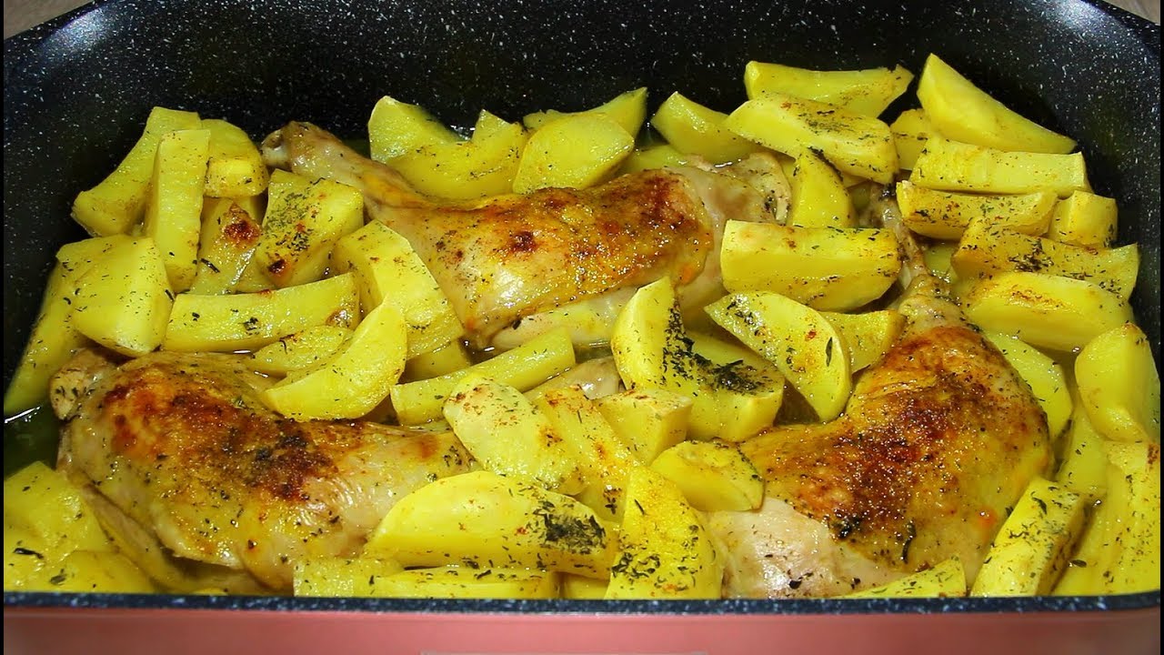 пилешки бутчета с картофи на фурна